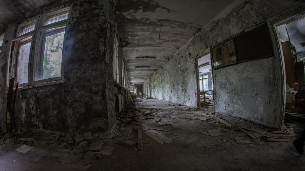 Abandoned building after the Chernobyl accident wallpaper