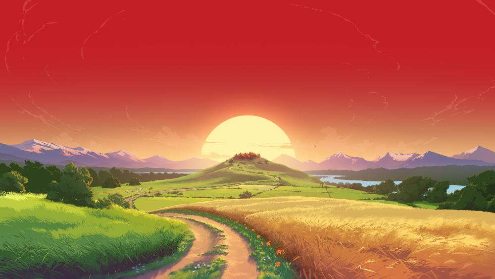 Beutiful sunset - Fantasy art wallpaper
