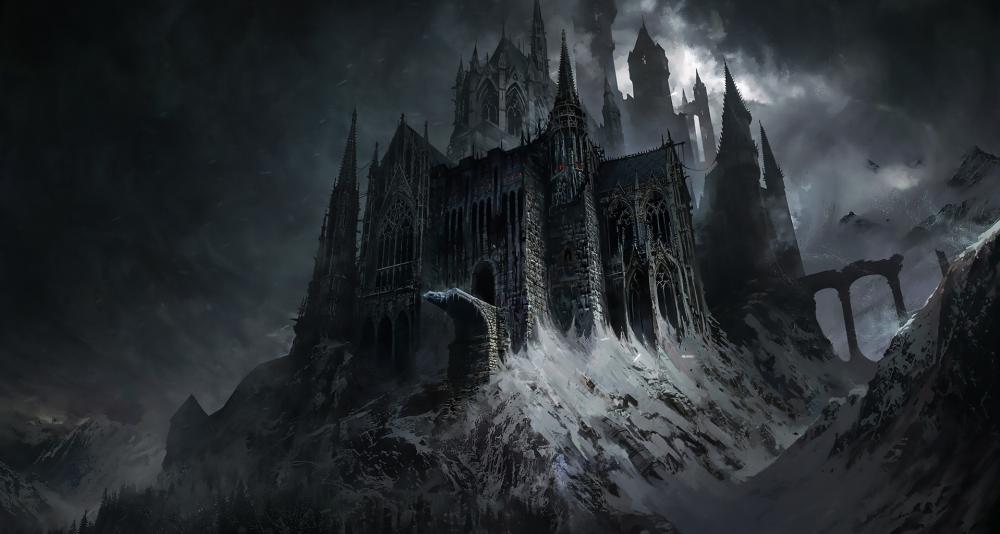 Dark gothic castle fantasy art wallpaper