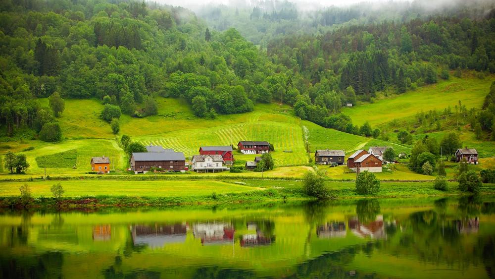 Norwegian countryside wallpaper