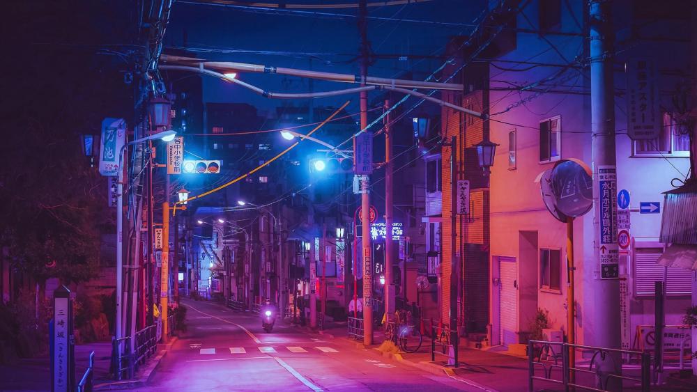 A night street in Japan wallpaper