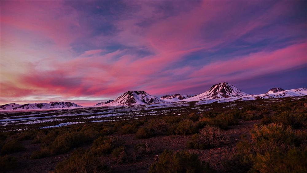 Pink clouds over Atacama Desert wallpaper