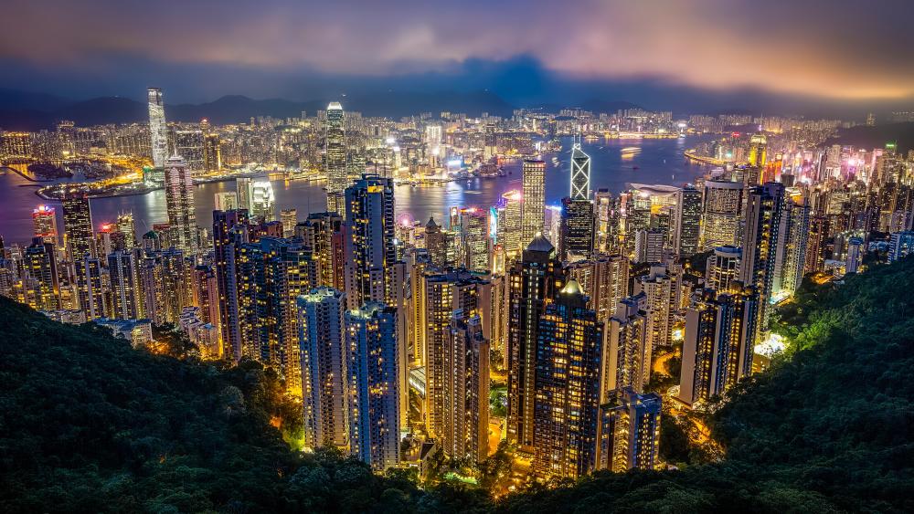 Hong Kong city lights from Victoria Peak wallpaper