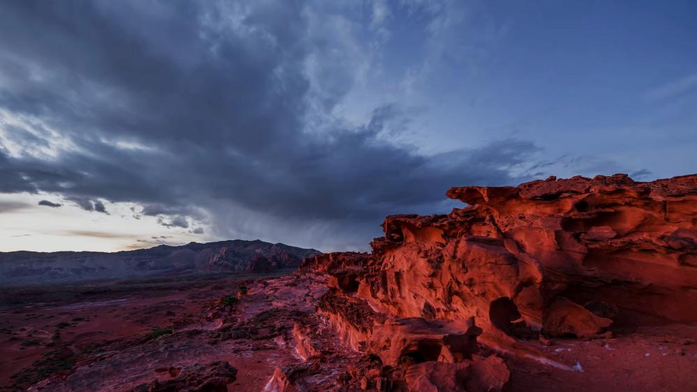 Stunning Desert Landscape at Dusk Creating a Serene Mood wallpaper