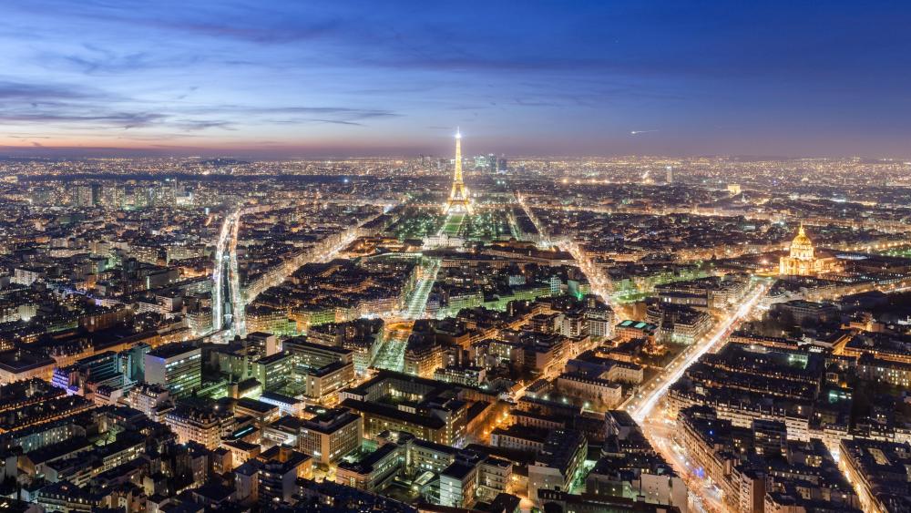 Panorama of Paris at Night wallpaper