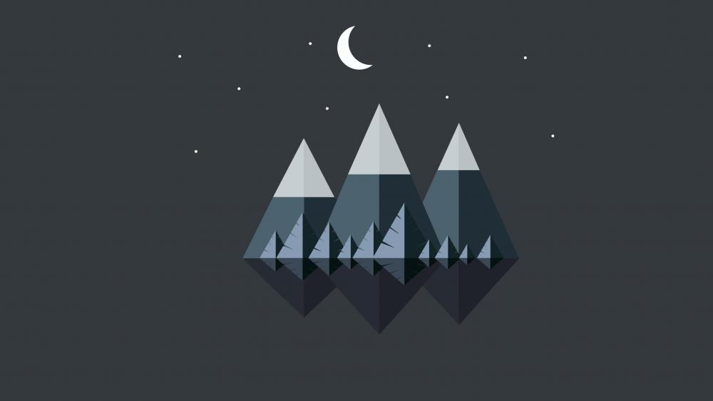 Mountains at night minimal landscape wallpaper