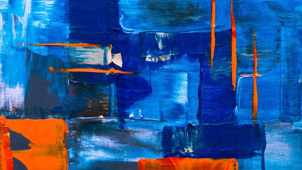 Expressionist blue abstract painting art wallpaper