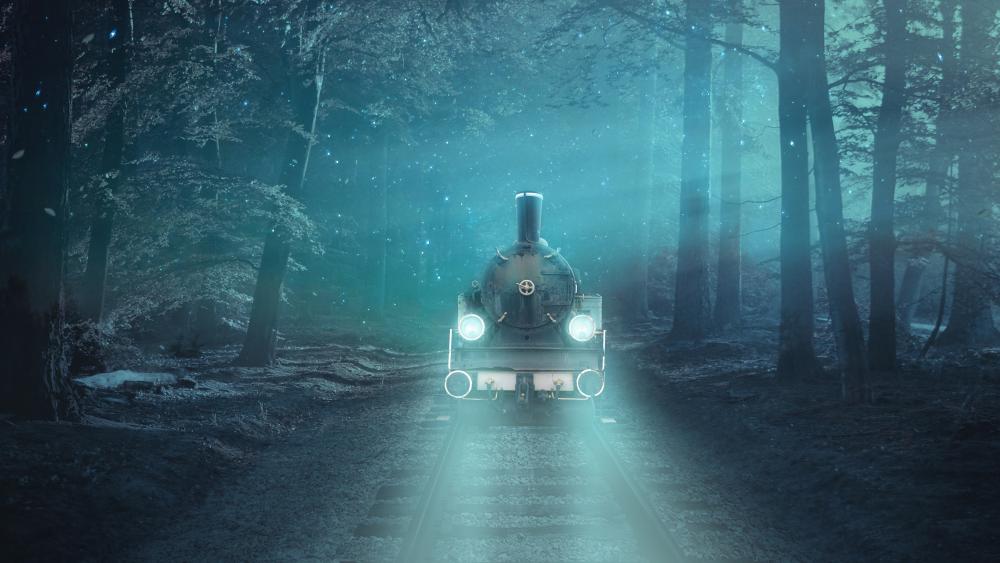 Ghost train in the forest wallpaper