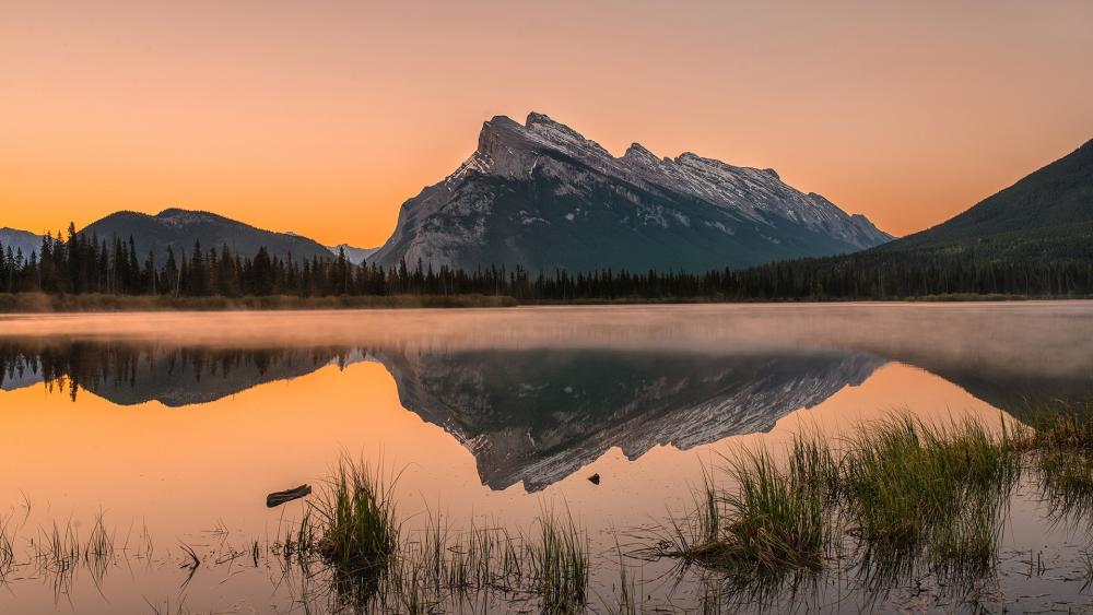 Mount Rundle reflected in Vermilion Lakes wallpaper