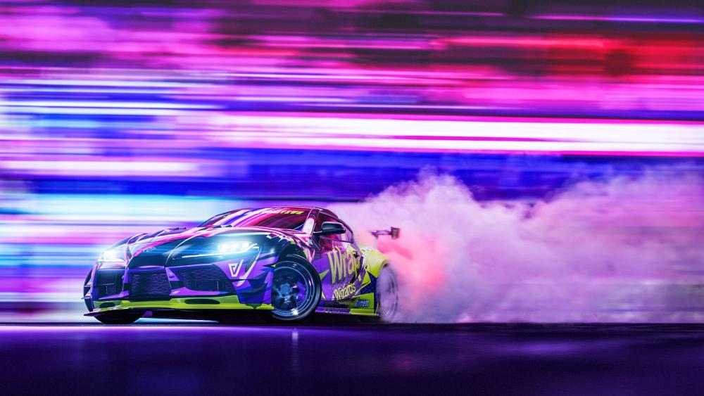 Toyota Supra drifting - Speeding Neon Racing Beast wallpaper