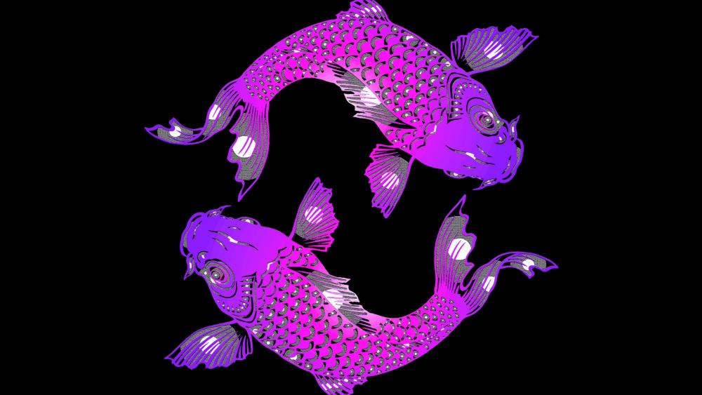 Vaporwave purple koi fishes wallpaper