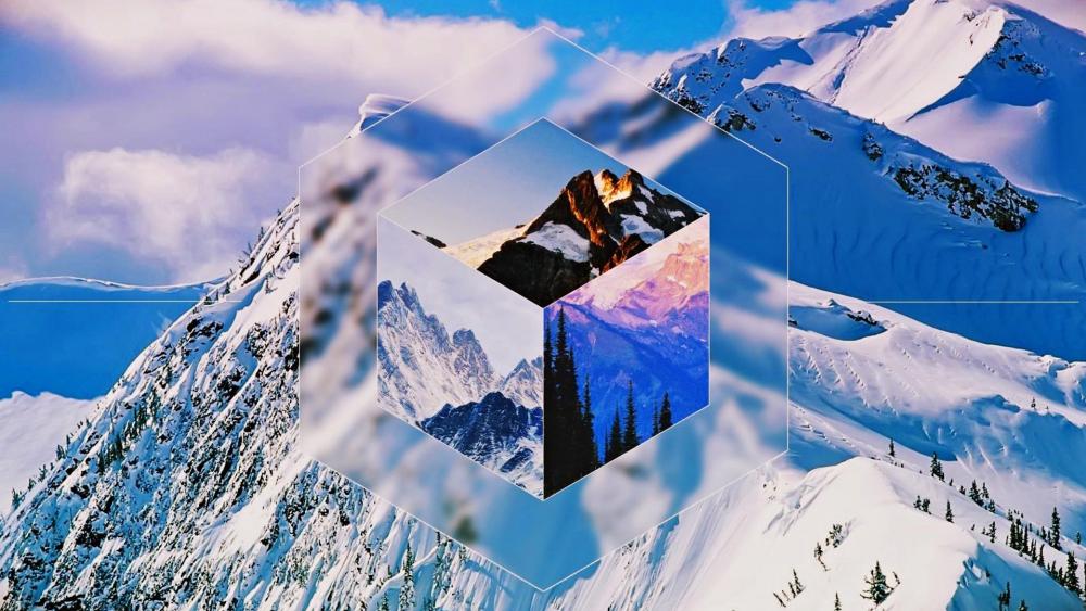 Snowy Mountains in cube wallpaper