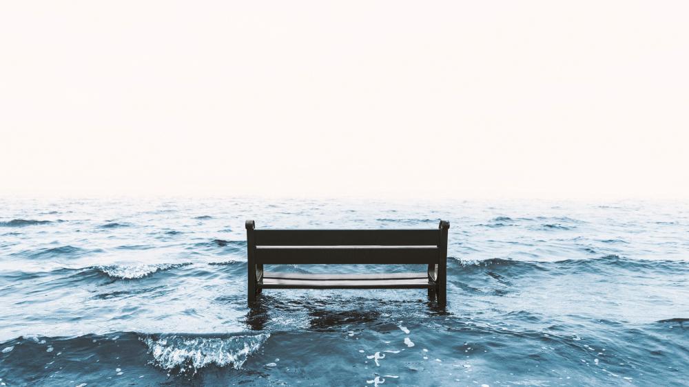 Bench in the water wallpaper