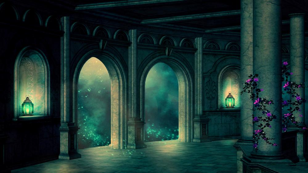 Inside a fairytale castle wallpaper