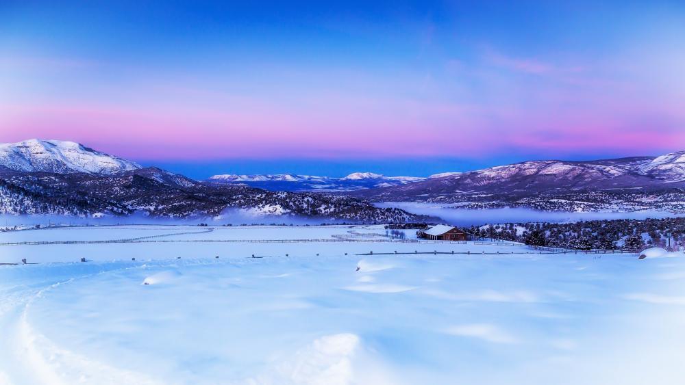 Scenic winter landscape digital painting wallpaper