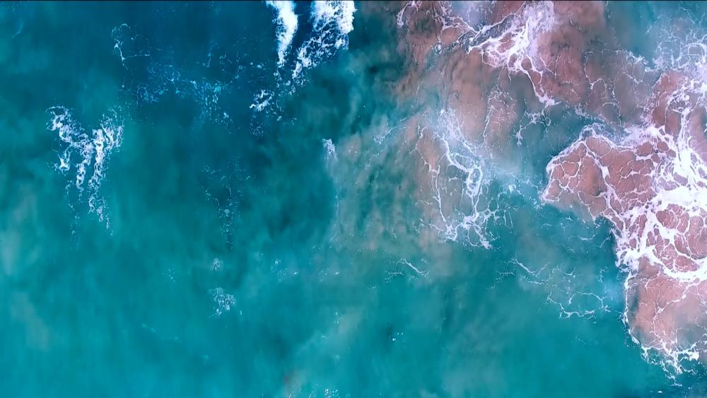Turquoise sea from above wallpaper