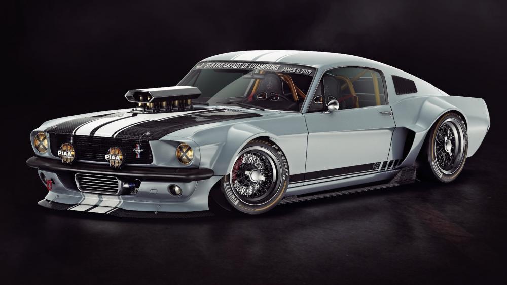 1965 Ford Mustang side view wallpaper