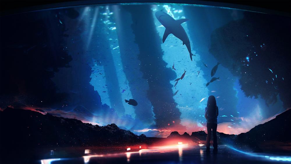 Anime fantasy aquarium wallpaper