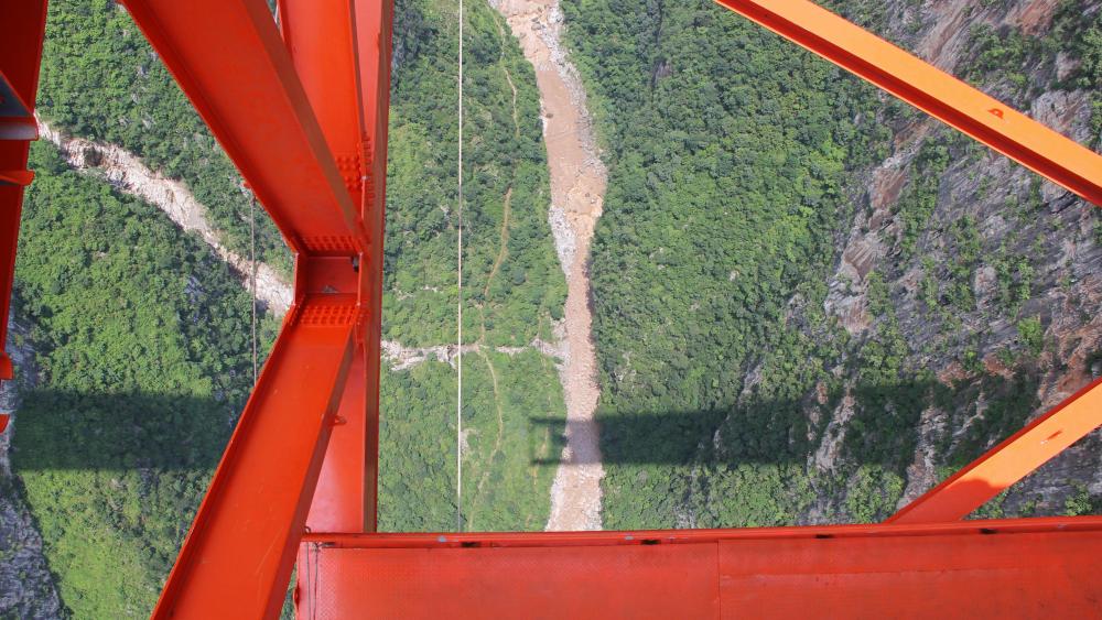 Looking Down from the Truss of the World's Highest Bridge wallpaper