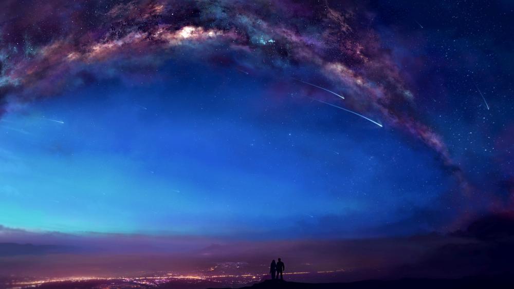 Milky way and shooting stars - So romantic! wallpaper
