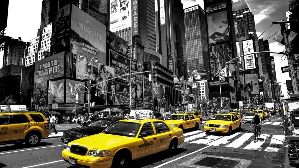 Cabs on Times Square wallpaper