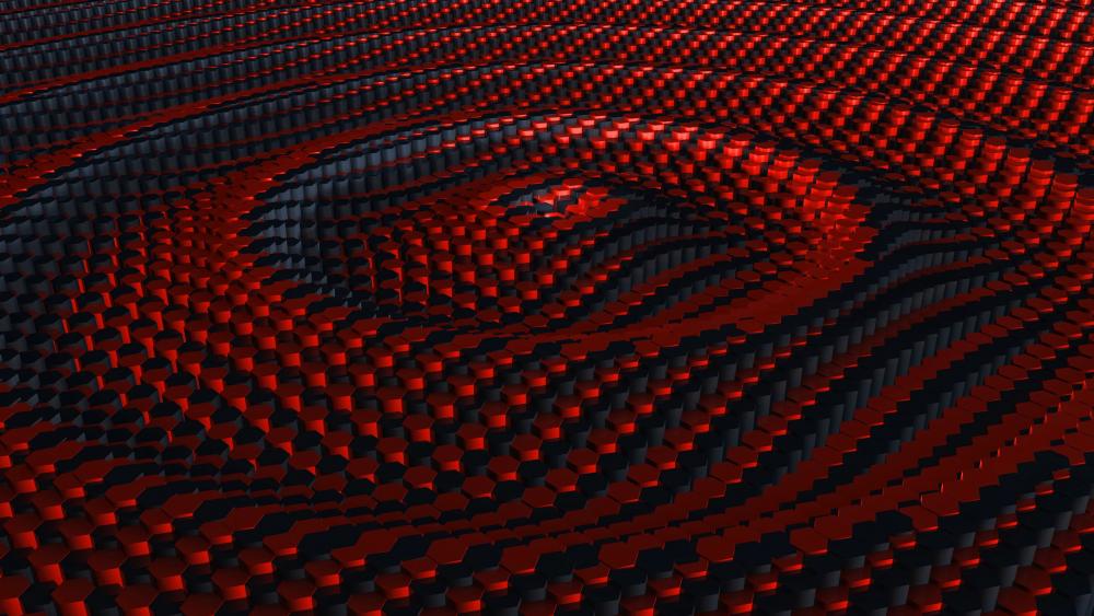 Dynamic Red Hexagonal Waves Design wallpaper