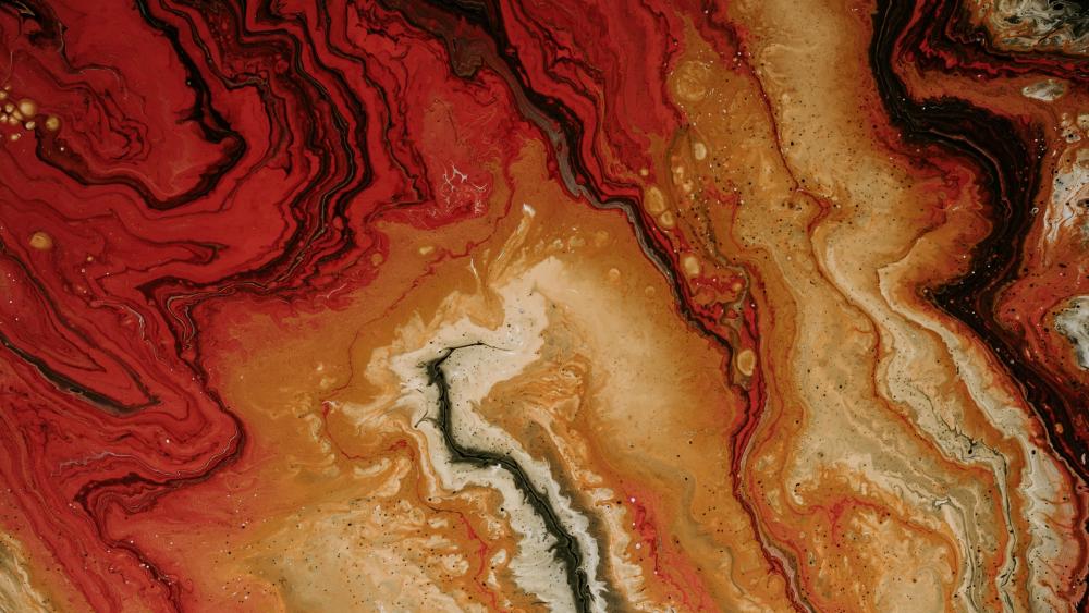 Vibrant Red and Gold Abstract Art wallpaper