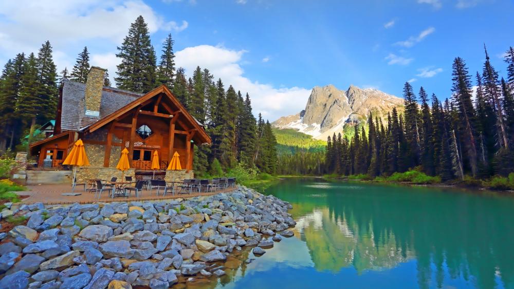 Mountain Retreat by Serene Lake wallpaper