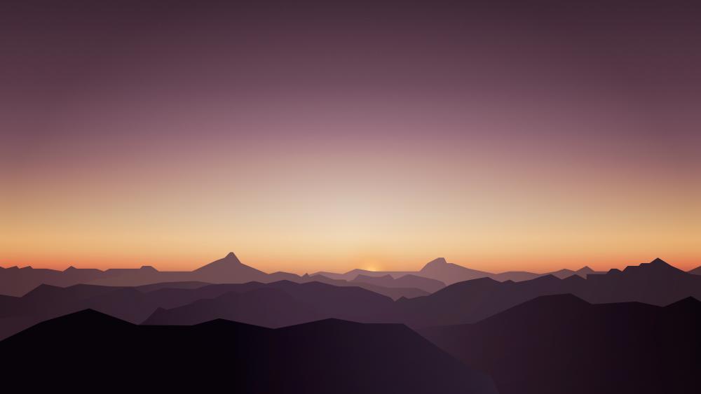 Sunset in the mountains minimal landscape wallpaper