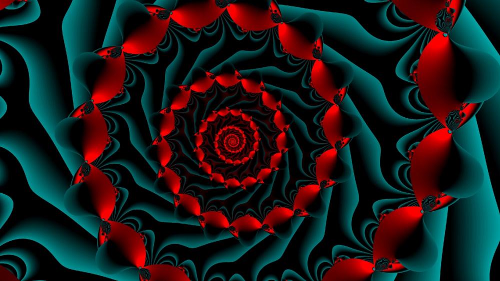 Swirling Red and Teal Spiral Design wallpaper