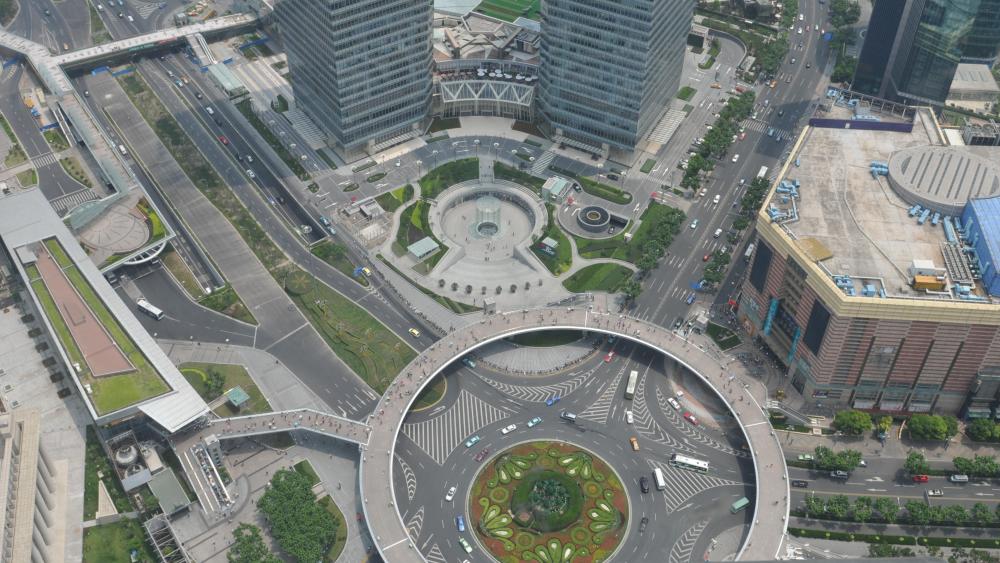 View of the Mingzhu Roundabout from Oriental Pearl Tower wallpaper