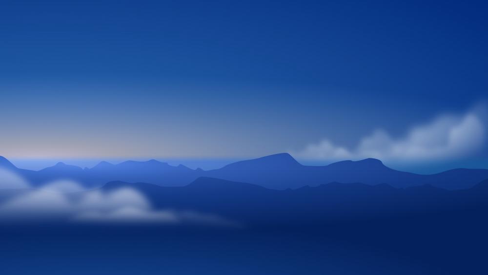 Blue hour landscape digital art wallpaper