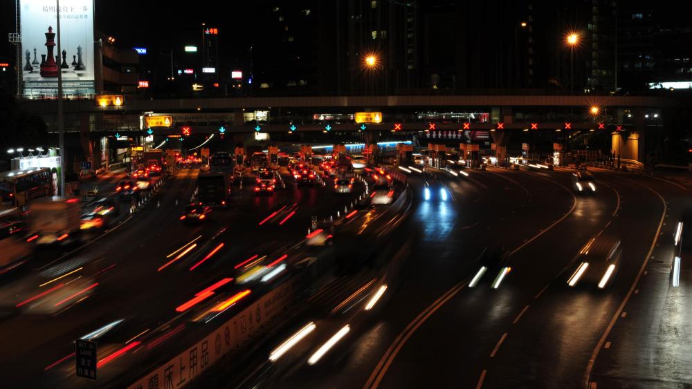 Cross Harbour Tunnel Toll Plaza at Night wallpaper