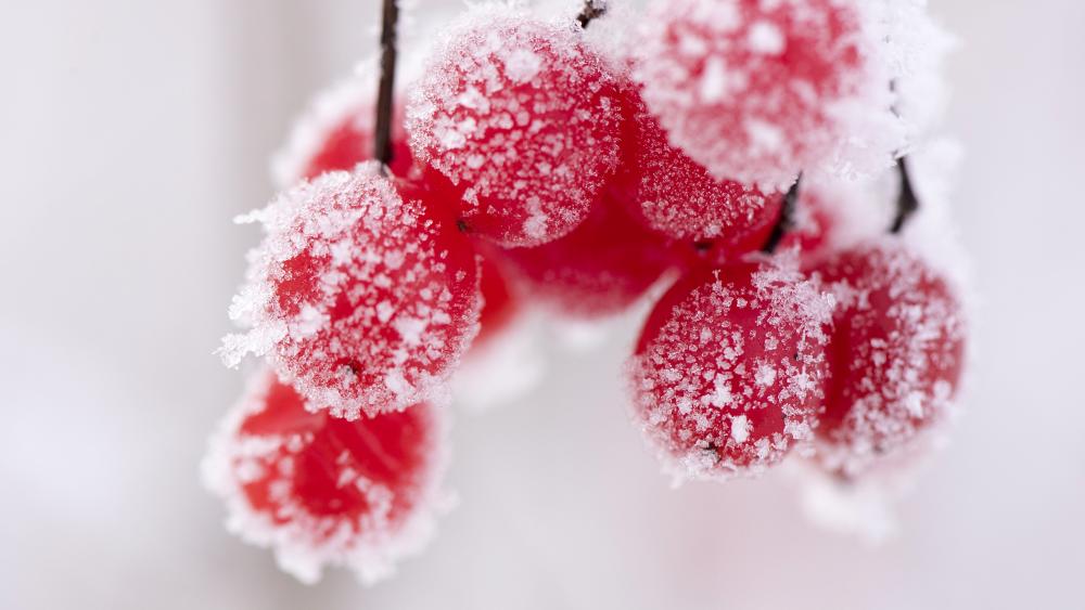 Frosted Berries in Winter's Embrace wallpaper