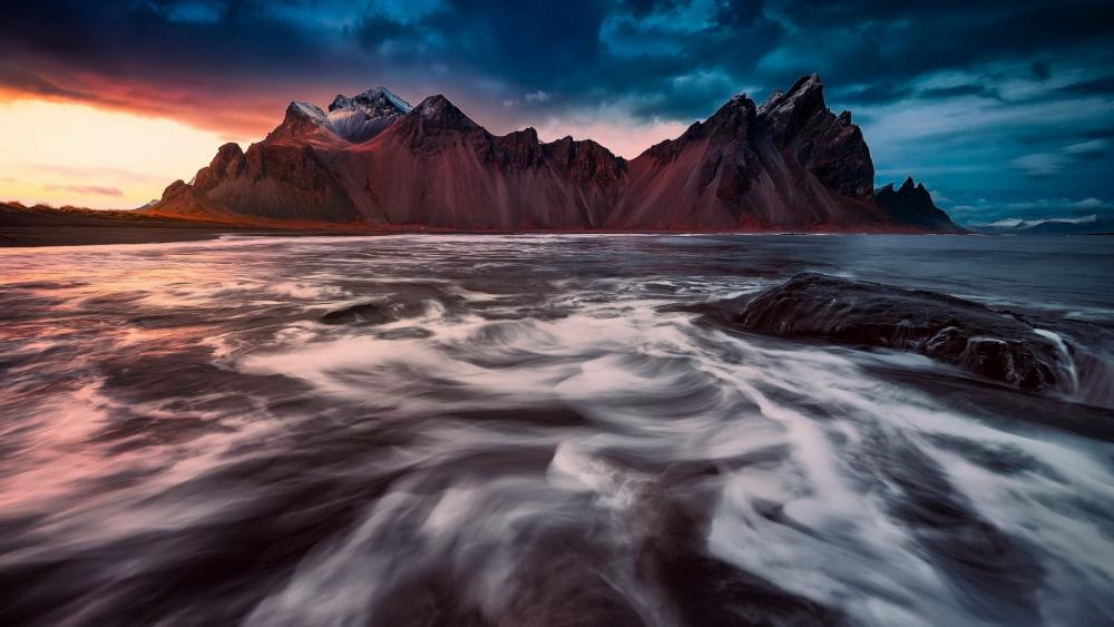 Majestic Mountain and Ocean Serenity wallpaper