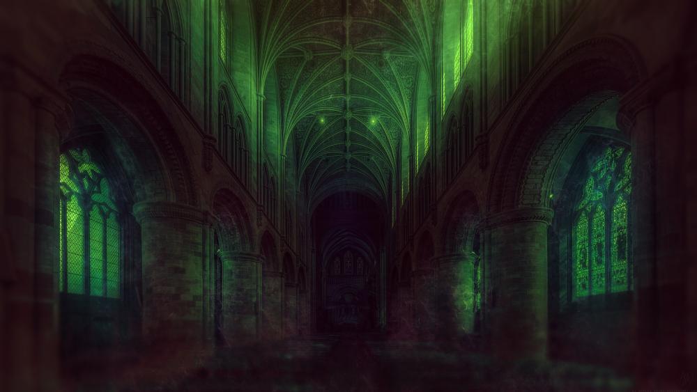 Mystical Glow of the Enchanted Cathedral wallpaper