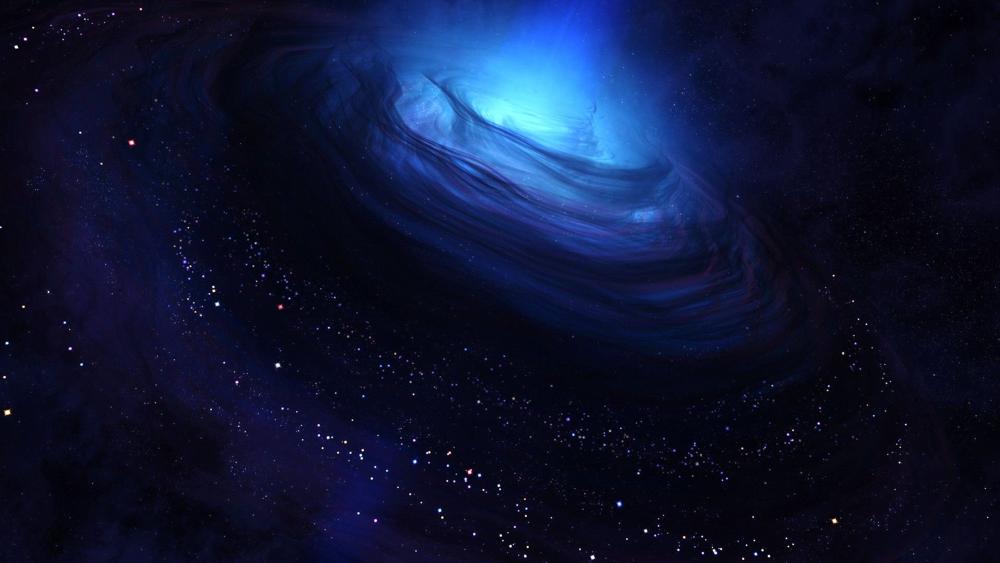 Mystical Blue Nebula Swirl wallpaper