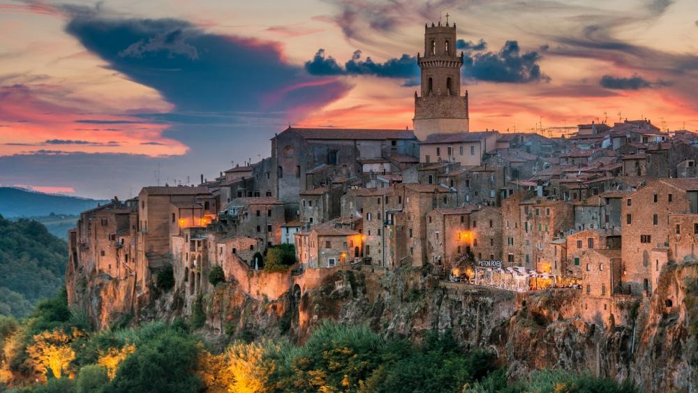 Medieval Town at Dusk wallpaper