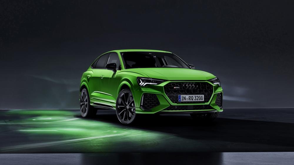 Green Audi RS Q3 in a Dark Studio wallpaper