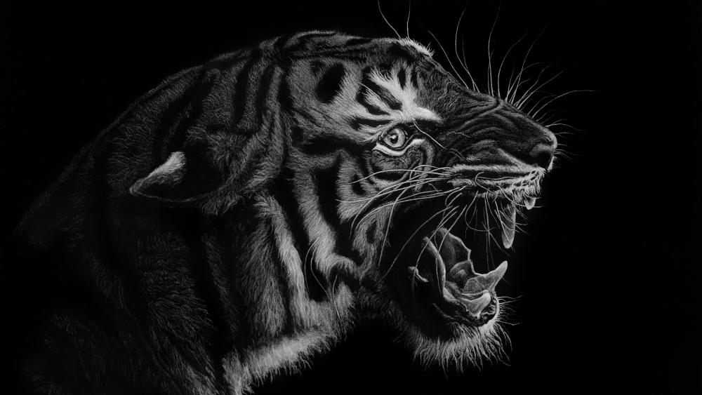 Majestic Tiger in Monochrome wallpaper