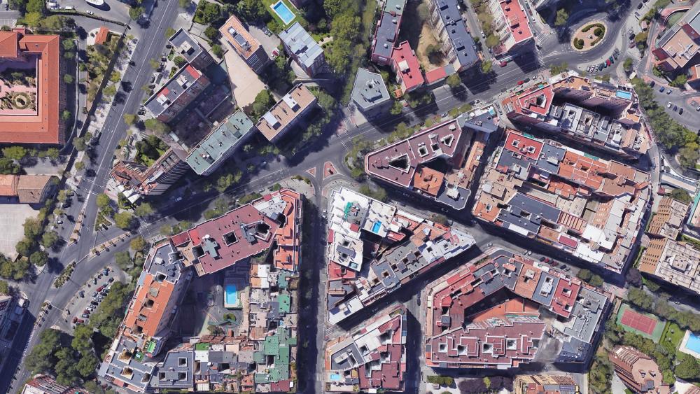 Satellite Image of Madrid Rooftops wallpaper