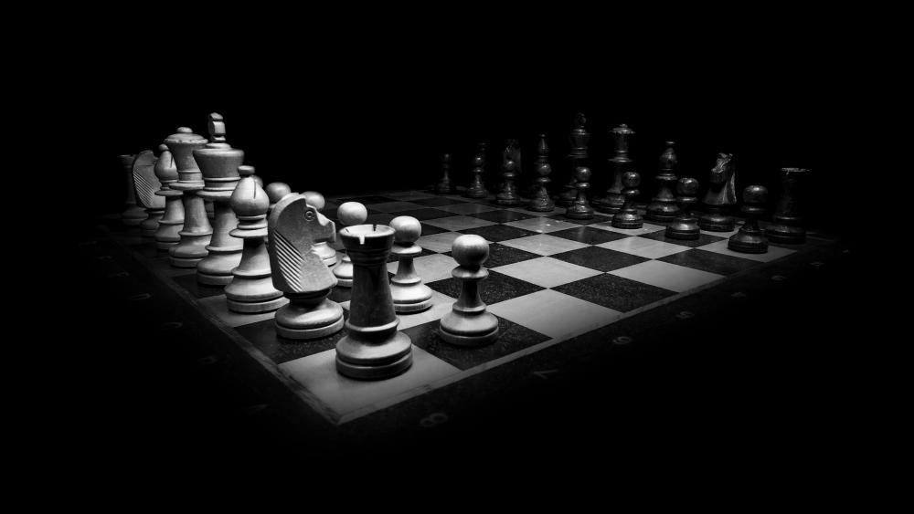 Monochrome Mastery on the Chess Board wallpaper