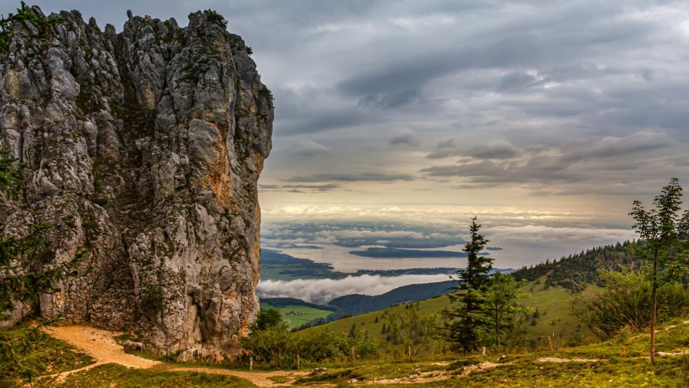 Majestic Mountain View Amidst Clouds wallpaper