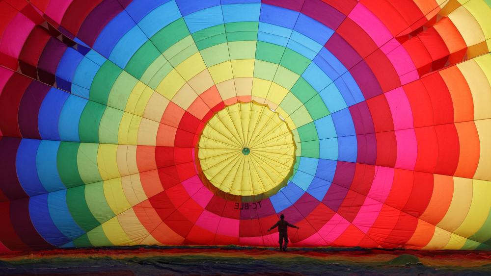 A Hot Air Balloon Inflation Viewed from Inside wallpaper