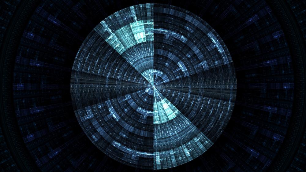 Futuristic Circular Digital Patterns wallpaper