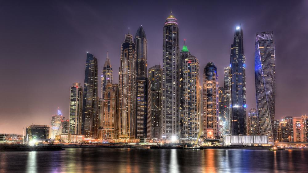 City of Lights Skyline at Dusk wallpaper