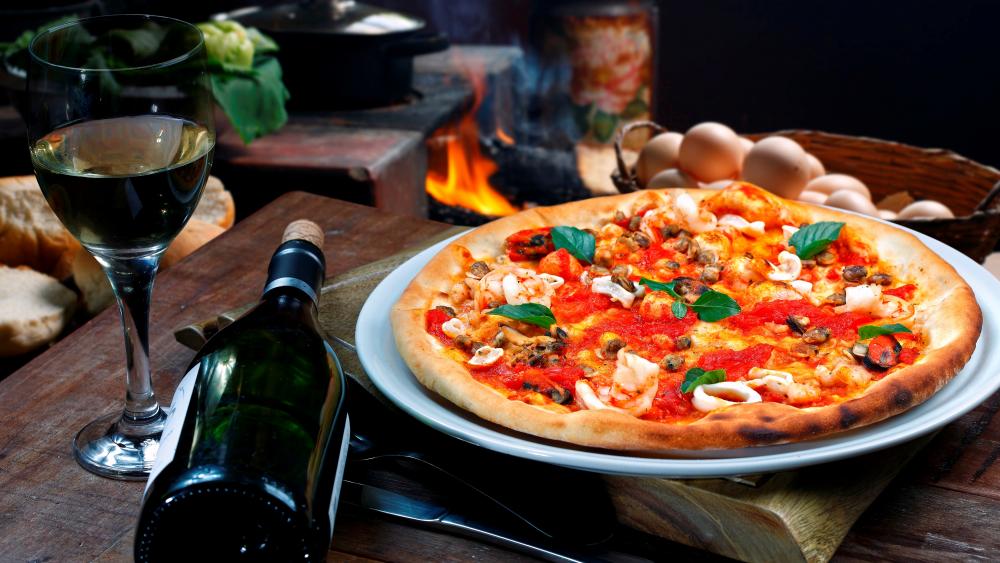 Wood-Fired Pizza Delight by Candlelight wallpaper