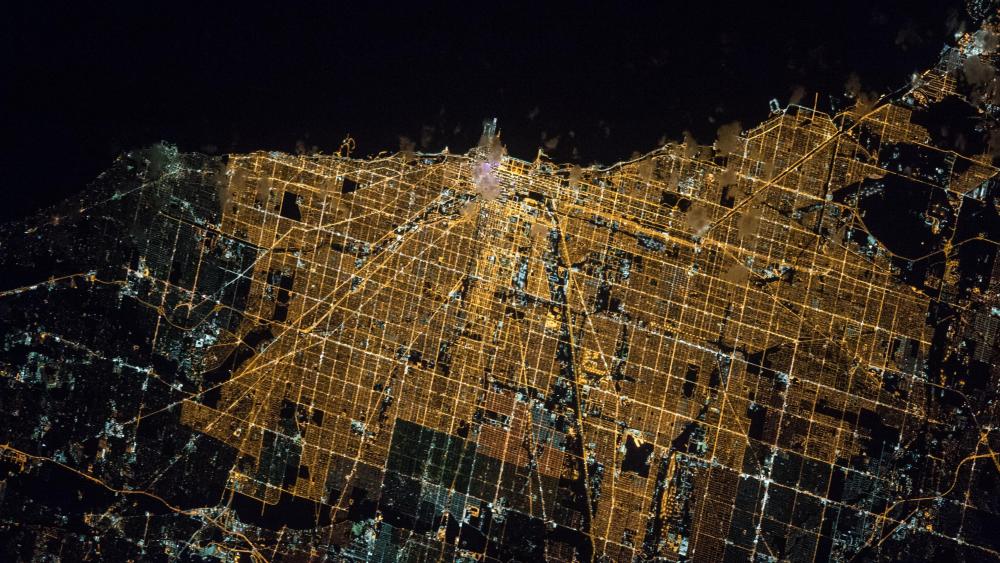 The Space Station's View of Chicago at Night wallpaper