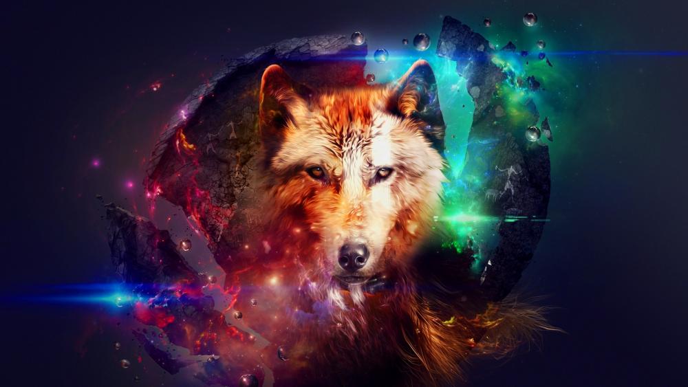 Cosmic Wolf Gaze wallpaper