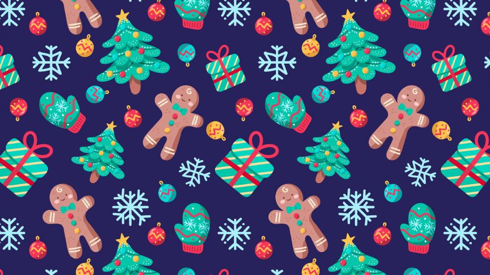 Festive Holiday Delight with Gingerbread Friends wallpaper